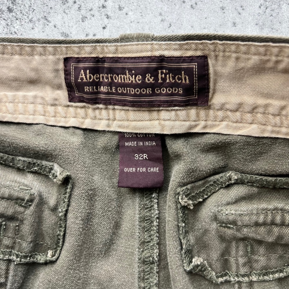 Abercrombie & Fitch Pants Mens 32 Green Wide Leg Paratrooper Cargo Utility Y2K - Picture 3 of 8